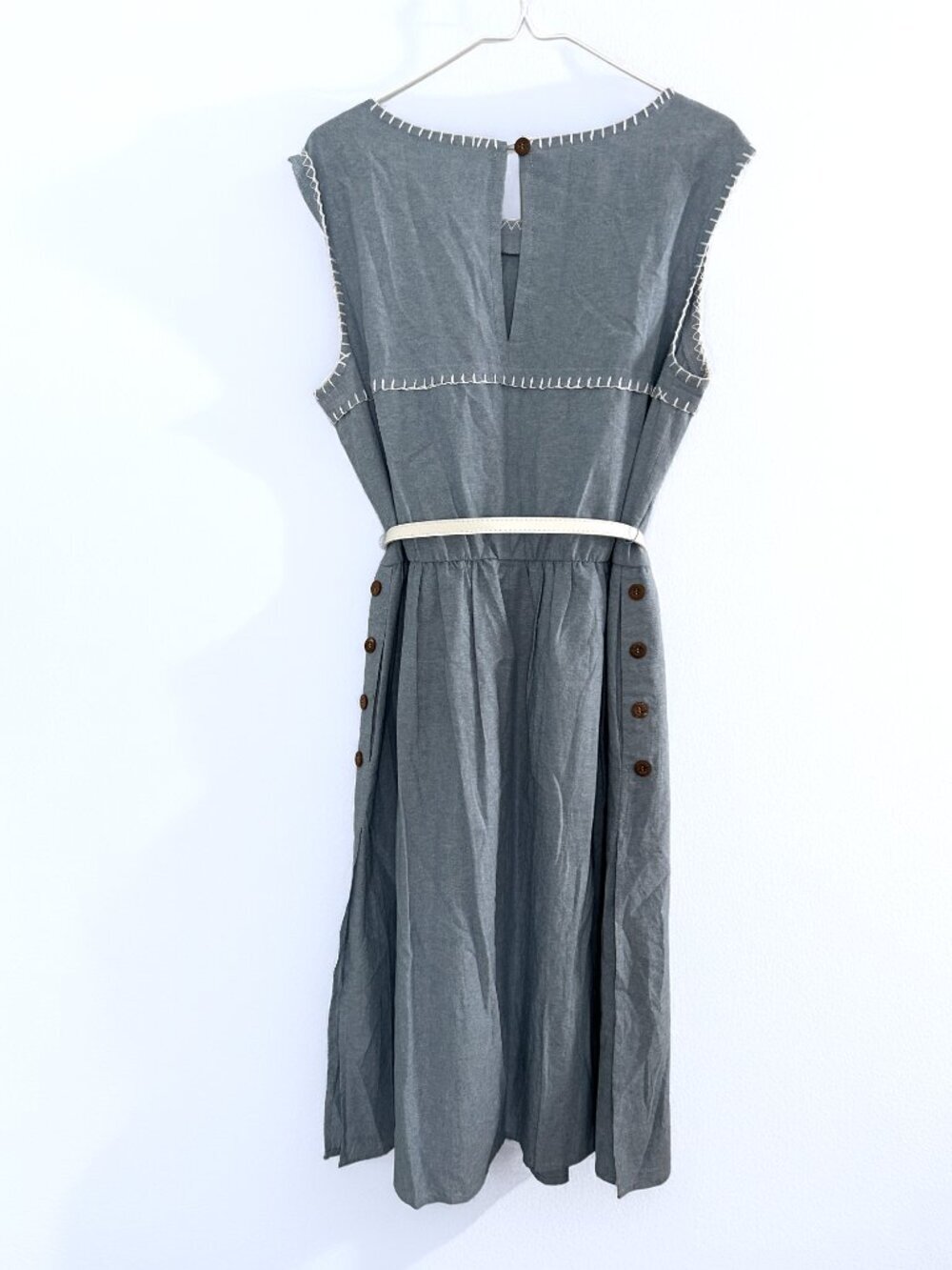Nanette Lepore Chambray Belted Mini Dress Coastal Chic Summer Size 12 - Picture 4 of 9